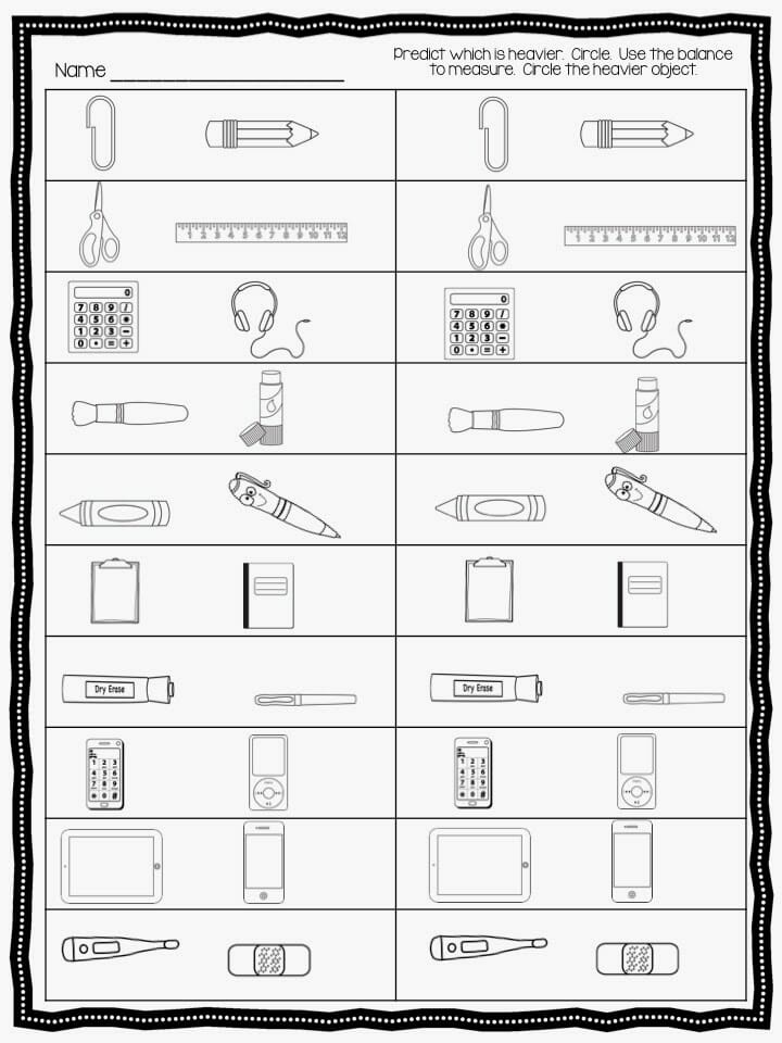 math kindergarten worksheets weight Comparing weight  Kindergarten  Weight Worksheets For