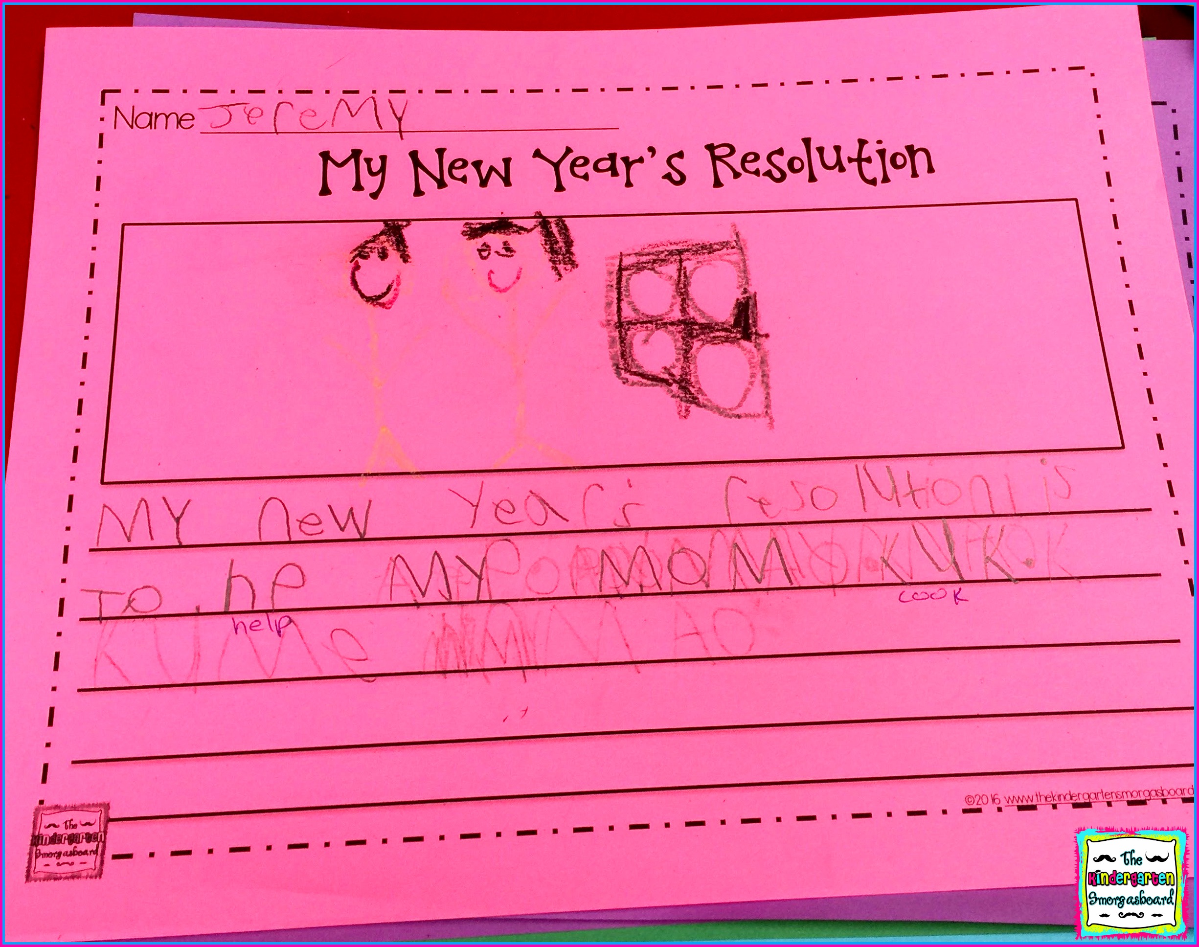 new year's resolution writing paper for kindergarten