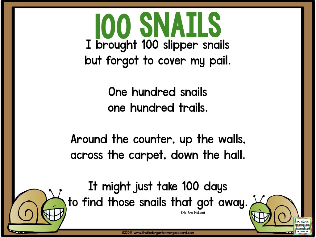 100 snails poem.001 The Kindergarten