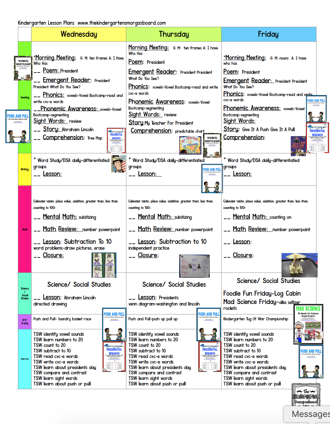 Push, Pull And Presidents: Schedulin’ Sunday – The Kindergarten ...