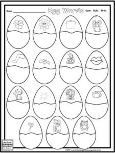 plastic egg word work