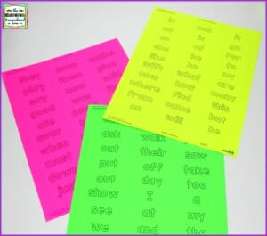 sight word labels