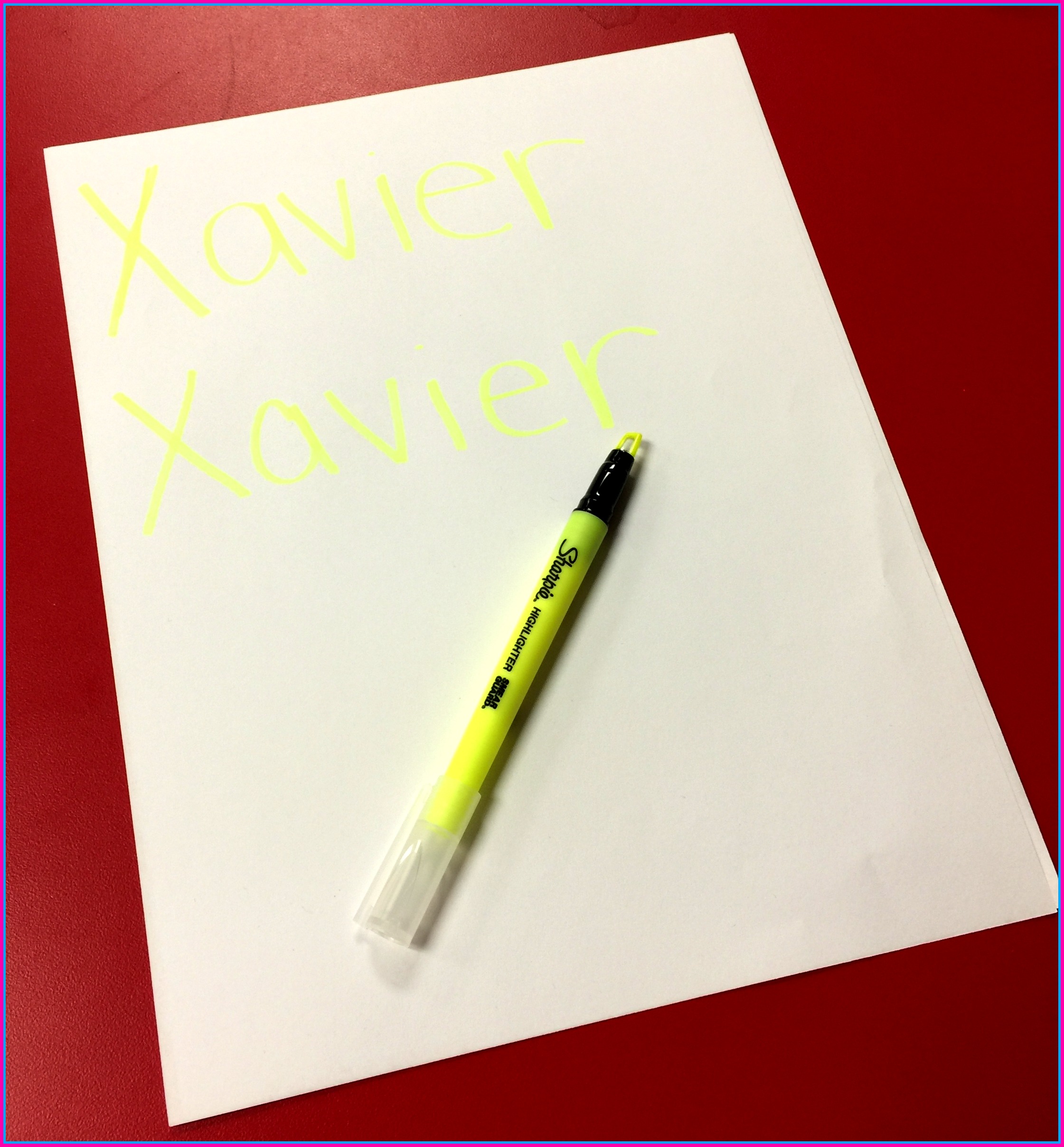 sharpie highlighter name tracing The Kindergarten