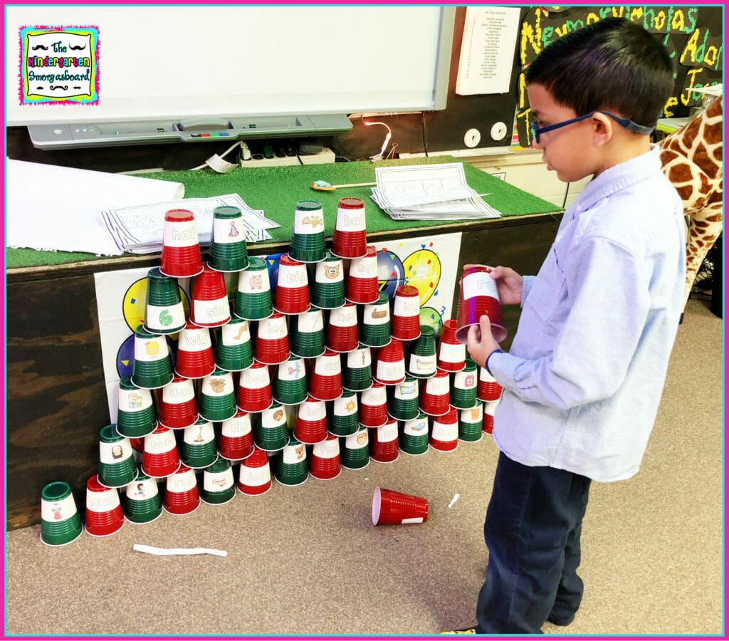 CVC Word Activities: Cup Stacking – The Kindergarten Smorgasboard