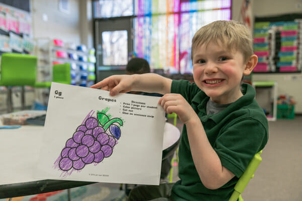 TKS Bootcamp - Boy holding grapes coloring project