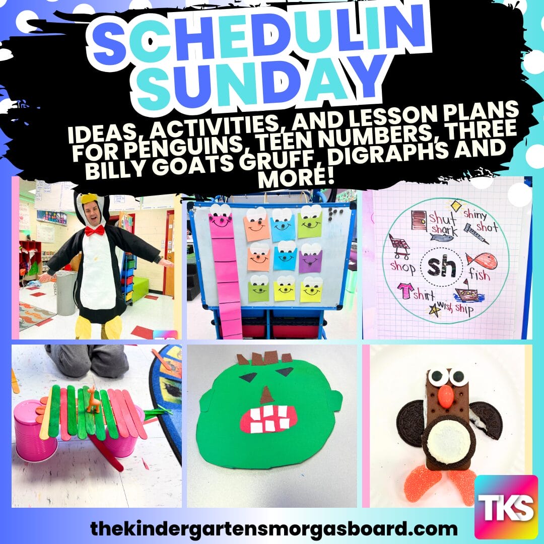 Penguin activities and teen number activities schedulin sunday the